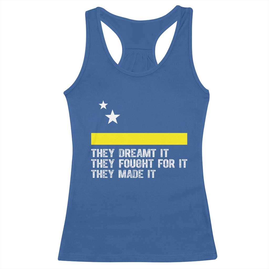 Curaçao Flag History Pride Racerback Tank Top They Dreamt Fought Made It TS02 Royal Blue Print Your Wear