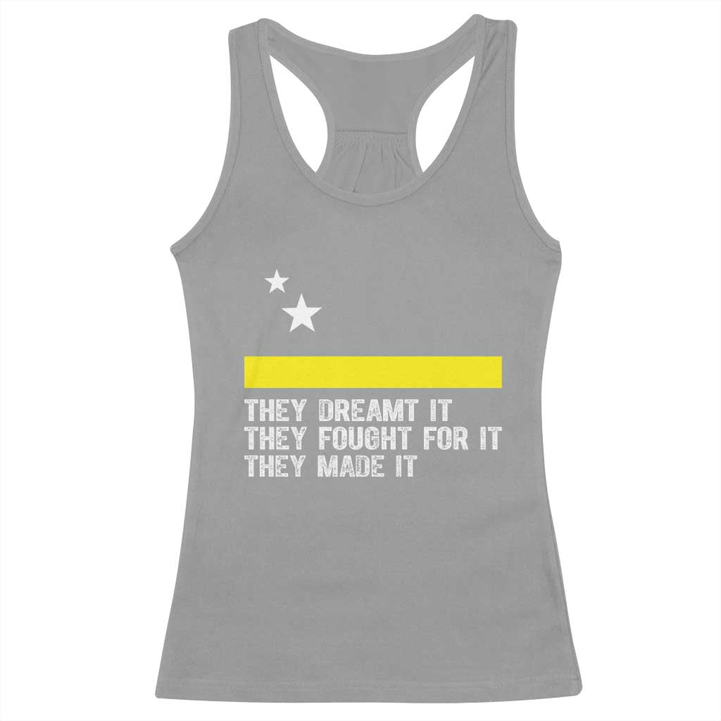 Curaçao Flag History Pride Racerback Tank Top They Dreamt Fought Made It TS02 Sport Gray Print Your Wear