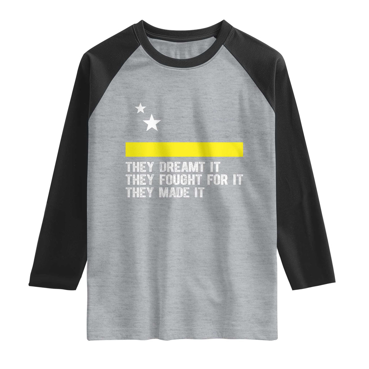 Curaçao Flag History Pride Raglan Shirt They Dreamt Fought Made It TS02 Heather Gray Black Print Your Wear