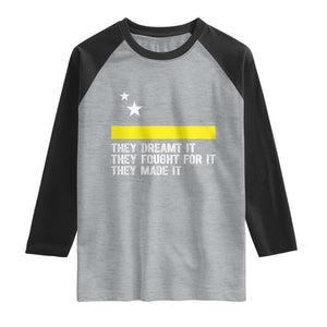 Curaçao Flag History Pride Raglan Shirt They Dreamt Fought Made It TS02 Heather Gray Black Print Your Wear