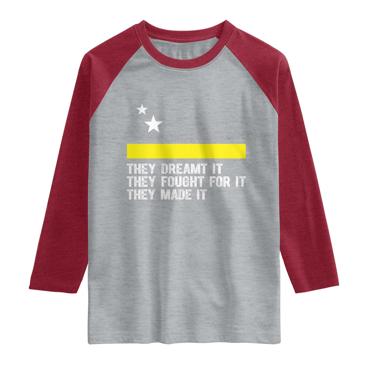 Curaçao Flag History Pride Raglan Shirt They Dreamt Fought Made It TS02 Heather Gray Heather Red Print Your Wear