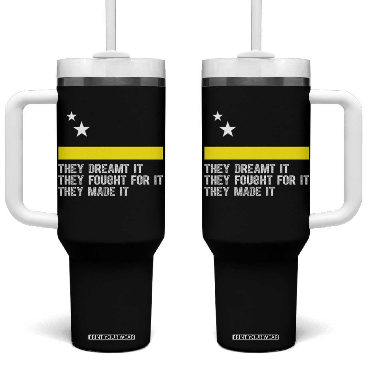 Curaçao Flag History Pride Tumbler With Handle They Dreamt Fought Made It TS02 One Size: 40 oz Black Print Your Wear