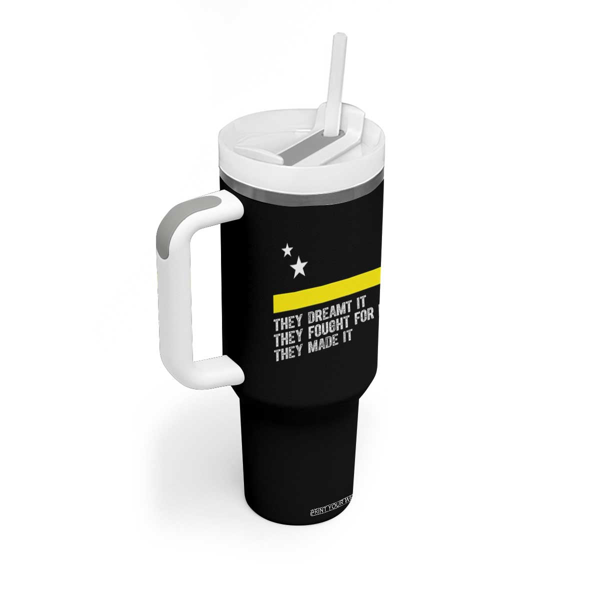 Curaçao Flag History Pride Tumbler With Handle They Dreamt Fought Made It TS02 Print Your Wear