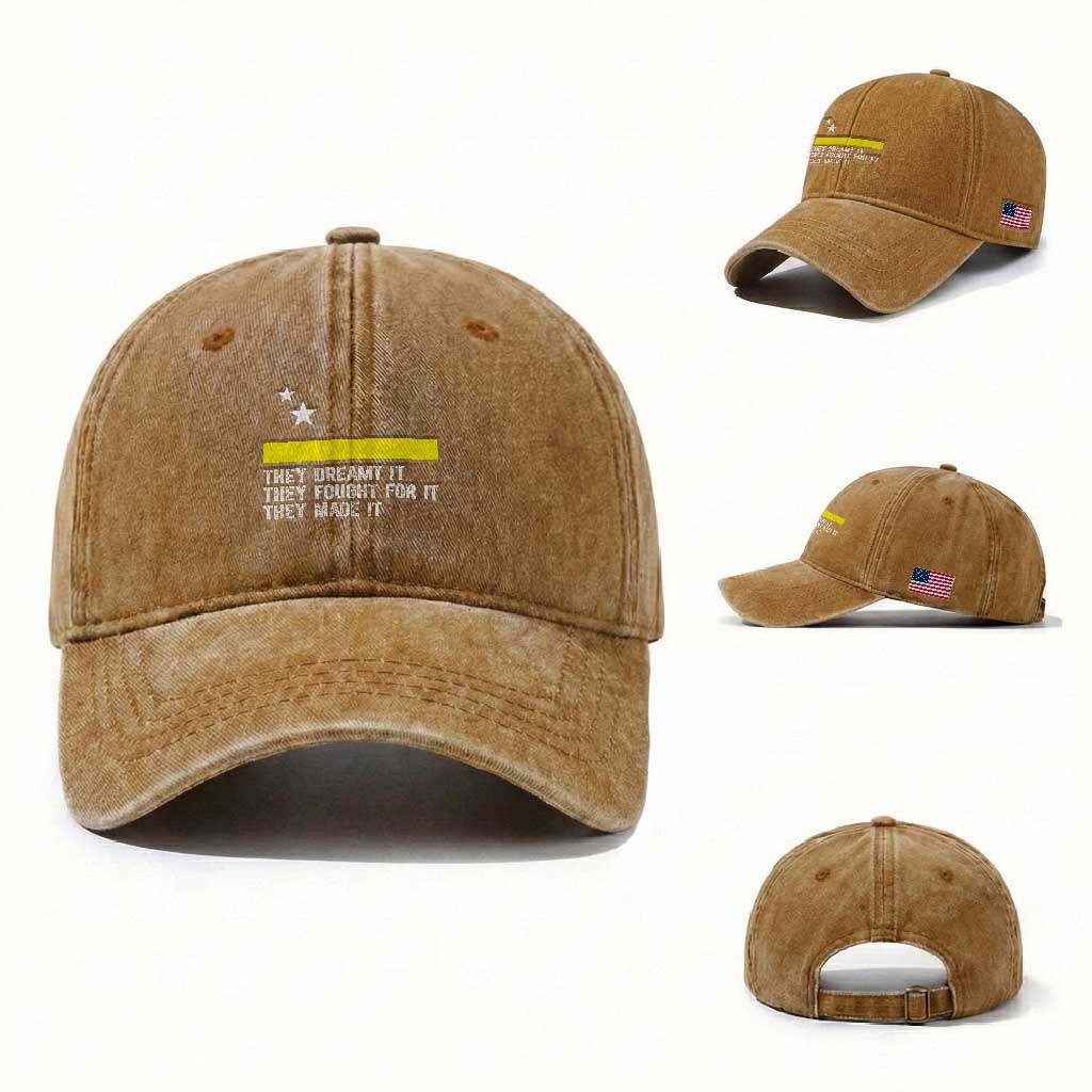 Curaçao Flag History Pride Washed Cotton Baseball Cap They Dreamt Fought Made It TS02 Washed Cap Universal Fit Yellow Ochre Print Your Wear