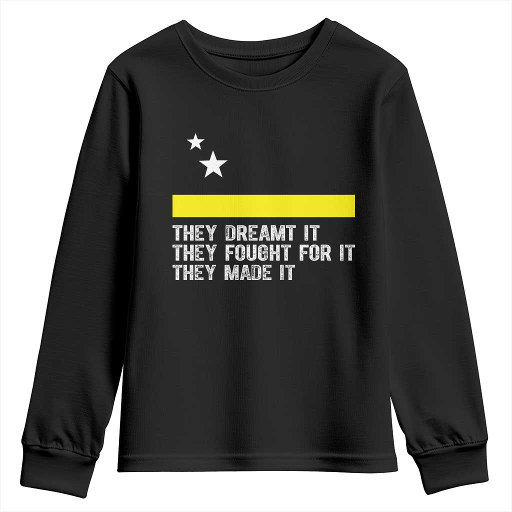 Curaçao Flag History Pride Youth Sweatshirt They Dreamt Fought Made It TS02 Black Print Your Wear