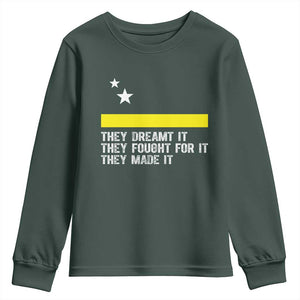 Curaçao Flag History Pride Youth Sweatshirt They Dreamt Fought Made It TS02 Dark Forest Green Print Your Wear