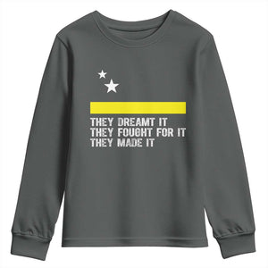 Curaçao Flag History Pride Youth Sweatshirt They Dreamt Fought Made It TS02 Dark Heather Print Your Wear