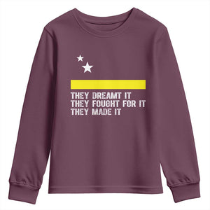 Curaçao Flag History Pride Youth Sweatshirt They Dreamt Fought Made It TS02 Maroon Print Your Wear
