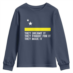Curaçao Flag History Pride Youth Sweatshirt They Dreamt Fought Made It TS02 Navy Print Your Wear