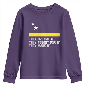 Curaçao Flag History Pride Youth Sweatshirt They Dreamt Fought Made It TS02 Purple Print Your Wear