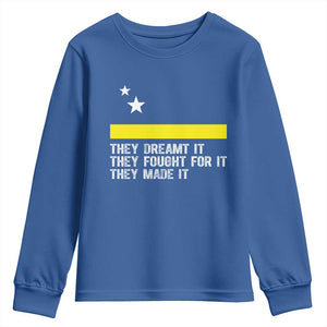 Curaçao Flag History Pride Youth Sweatshirt They Dreamt Fought Made It TS02 Royal Blue Print Your Wear