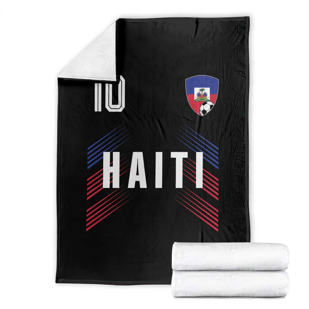 Haiti Soccer Sports Graphic Number 10 Jersey Style Throw Blanket Proud Haitian Football Fans Game Day Pride TS02 Black Print Your Wear