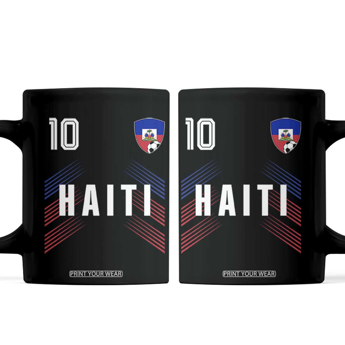 Haiti Soccer Sports Graphic Number 10 Jersey Style Coffee Mug Proud Haitian Football Fans Game Day Pride TS02 Black Print Your Wear