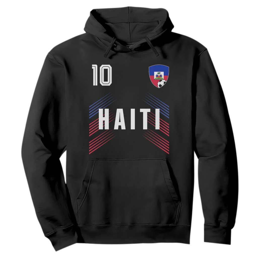 Haiti Soccer Sports Graphic Number 10 Jersey Style Hoodie Proud Haitian Football Fans Game Day Pride TS02 Black Print Your Wear