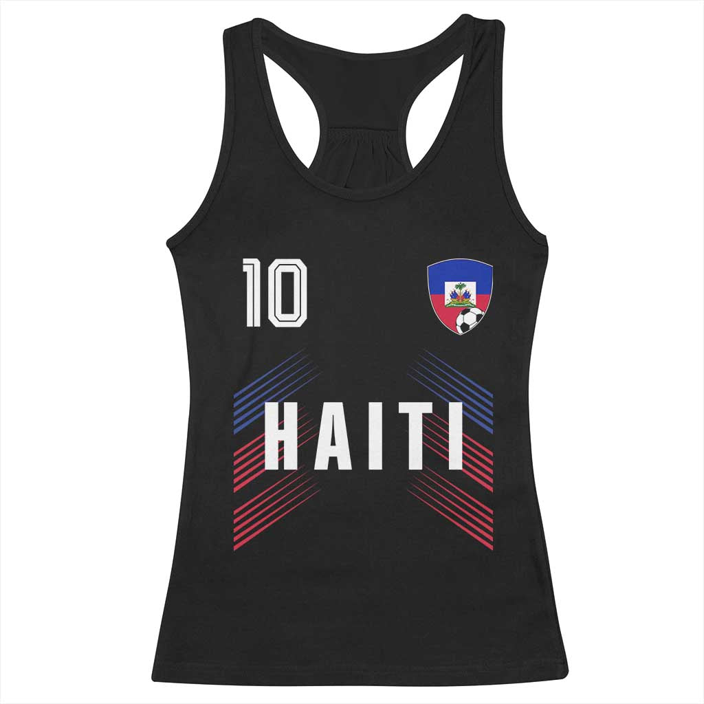 Haiti Soccer Sports Graphic Number 10 Jersey Style Racerback Tank Top Proud Haitian Football Fans Game Day Pride TS02 Black Print Your Wear