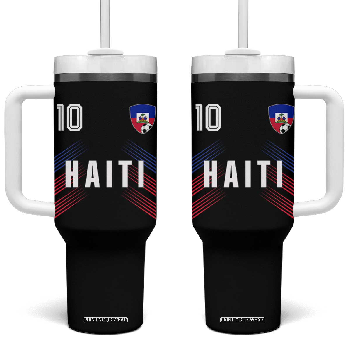 Haiti Soccer Sports Graphic Number 10 Jersey Style Tumbler With Handle Proud Haitian Football Fans Game Day Pride TS02 One Size: 40 oz Black Print Your Wear