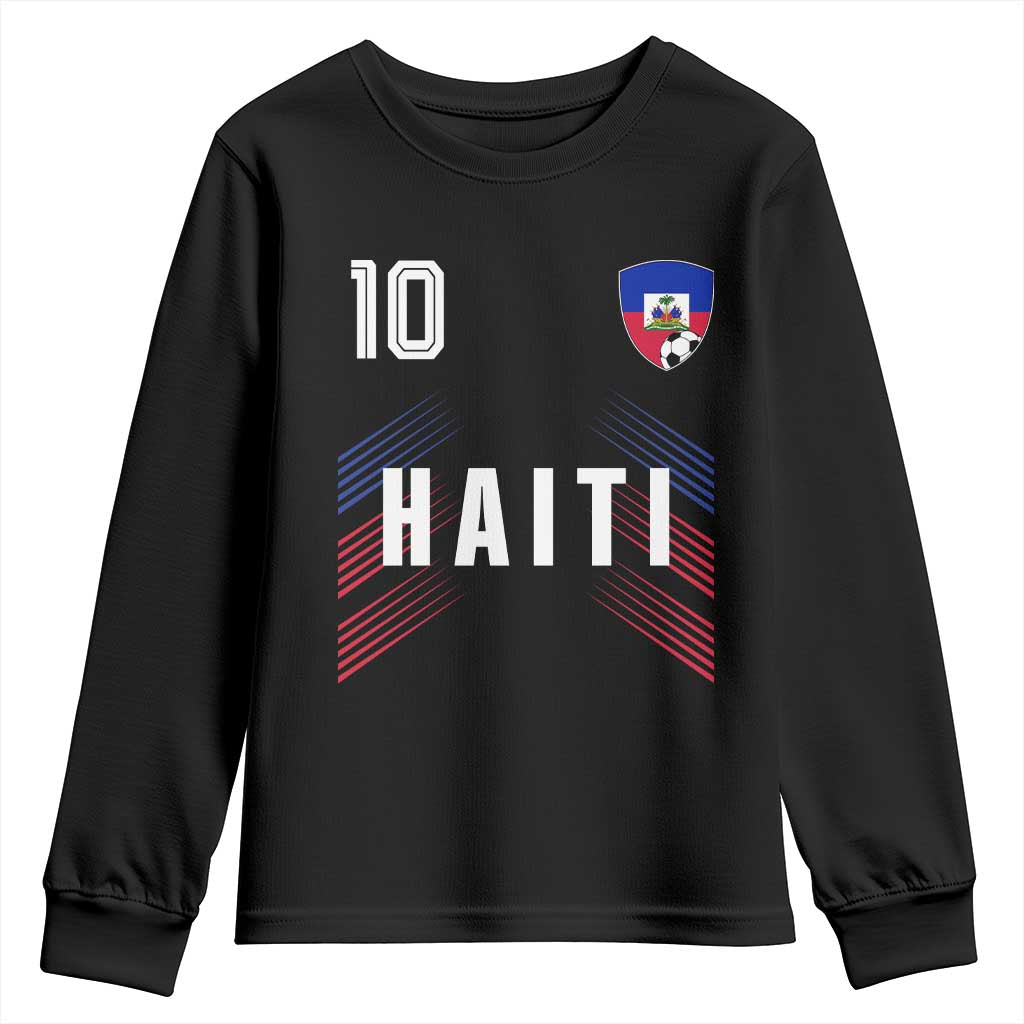 Haiti Soccer Sports Graphic Number 10 Jersey Style Youth Sweatshirt Proud Haitian Football Fans Game Day Pride TS02 Black Print Your Wear