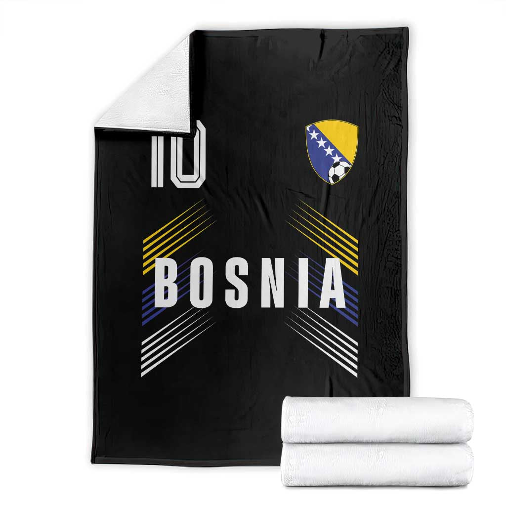 Bosnia Herzegovina Soccer Sports Graphic Number 10 Jersey Style Throw Blanket Proud Bosnian Football Fans Game Day Pride TS02 Black Print Your Wear