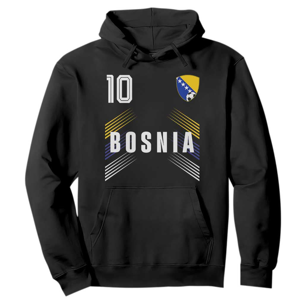 Bosnia Herzegovina Soccer Sports Graphic Number 10 Jersey Style Hoodie Proud Bosnian Football Fans Game Day Pride TS02 Black Print Your Wear