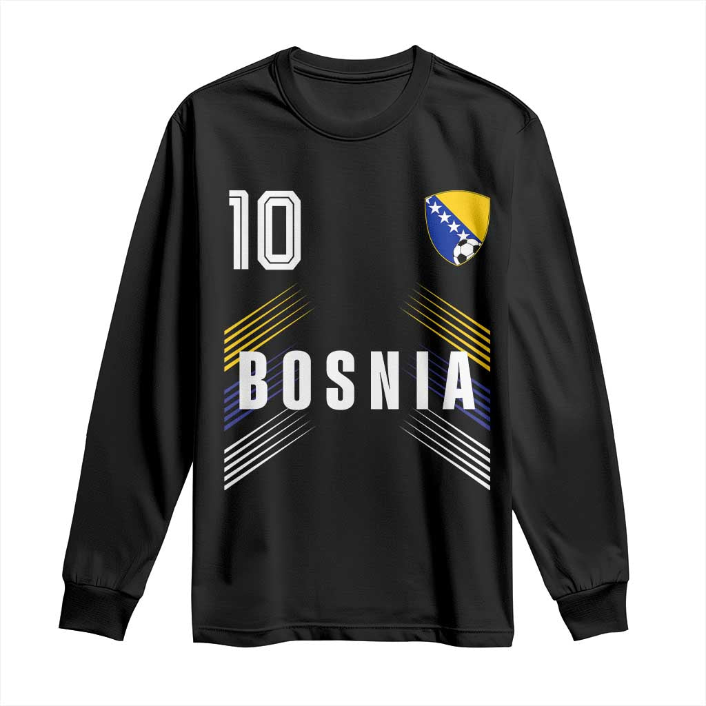 Bosnia Herzegovina Soccer Sports Graphic Number 10 Jersey Style Long Sleeve Shirt Proud Bosnian Football Fans Game Day Pride TS02 Black Print Your Wear