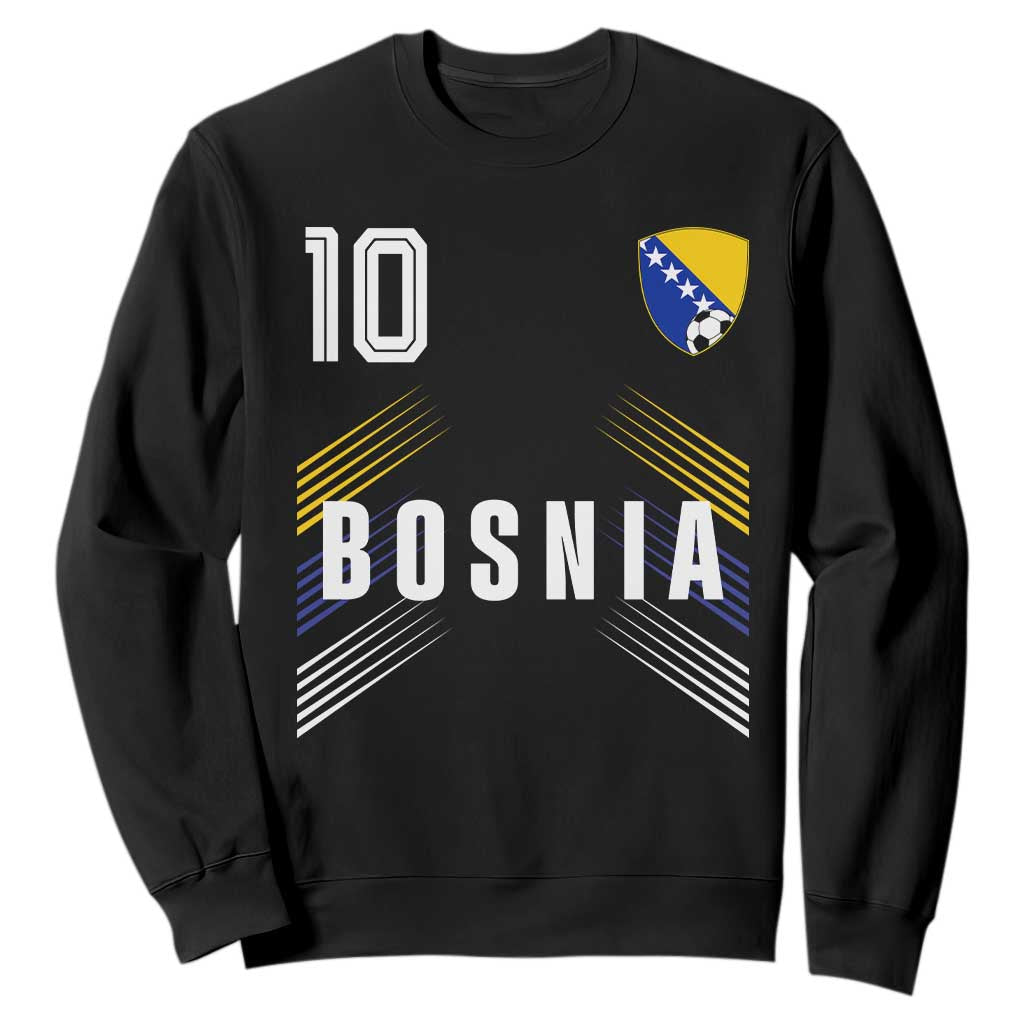 Bosnia Herzegovina Soccer Sports Graphic Number 10 Jersey Style Sweatshirt Proud Bosnian Football Fans Game Day Pride TS02 Black Print Your Wear