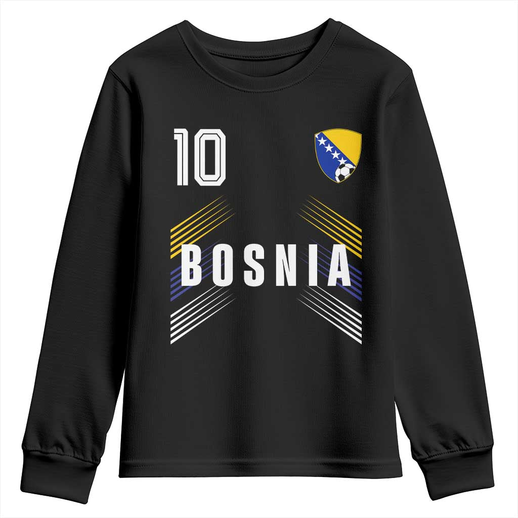 Bosnia Herzegovina Soccer Sports Graphic Number 10 Jersey Style Youth Sweatshirt Proud Bosnian Football Fans Game Day Pride TS02 Black Print Your Wear