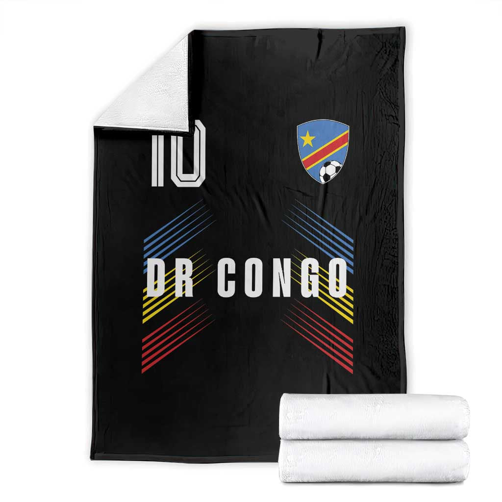 DR Congo Soccer Sports Graphic Number 10 Jersey Style Throw Blanket Proud Congolese Football Fans Game Day Pride TS02 Black Print Your Wear
