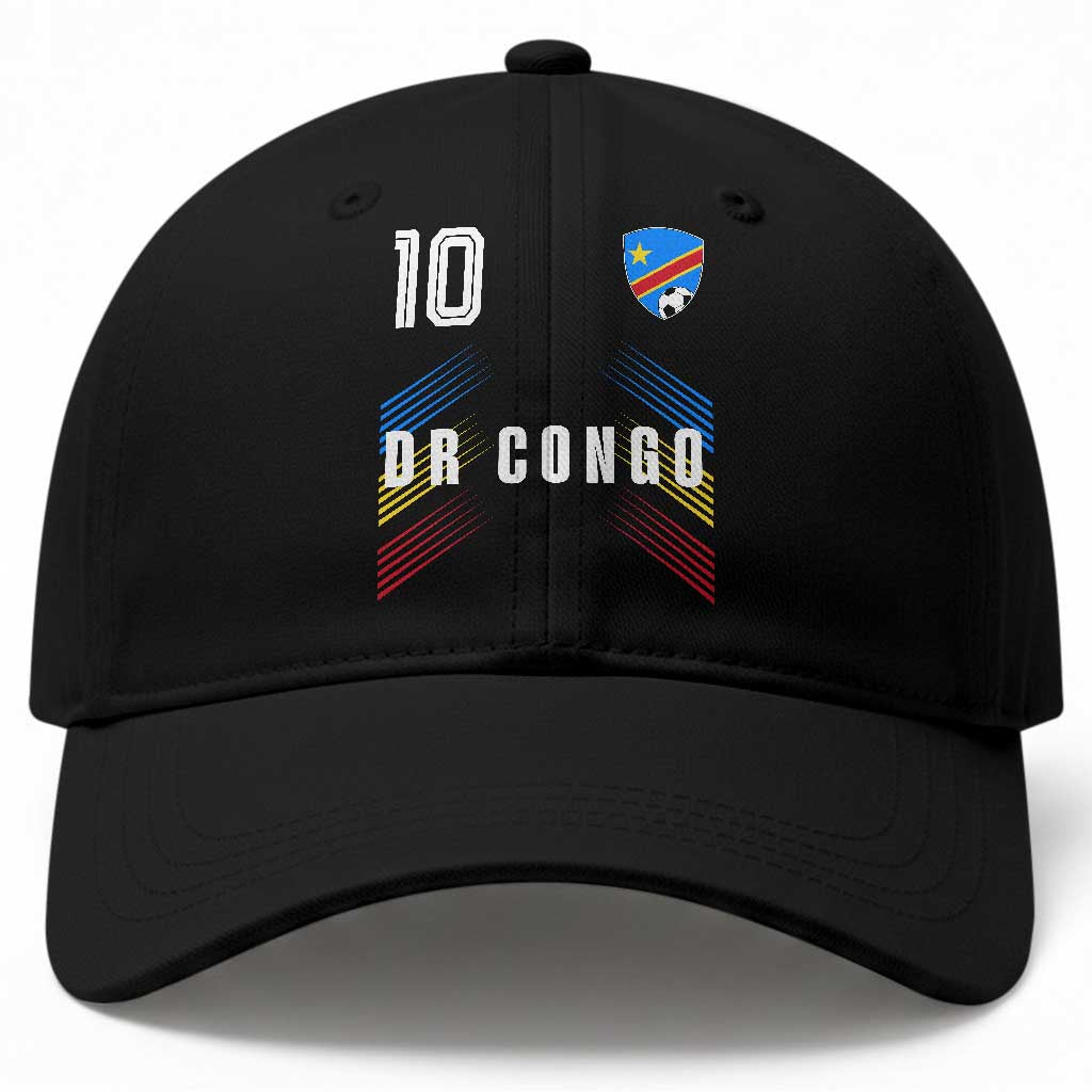 DR Congo Soccer Sports Graphic Number 10 Jersey Style Baseball Cap Proud Congolese Football Fans Game Day Pride TS02 Print Your Wear
