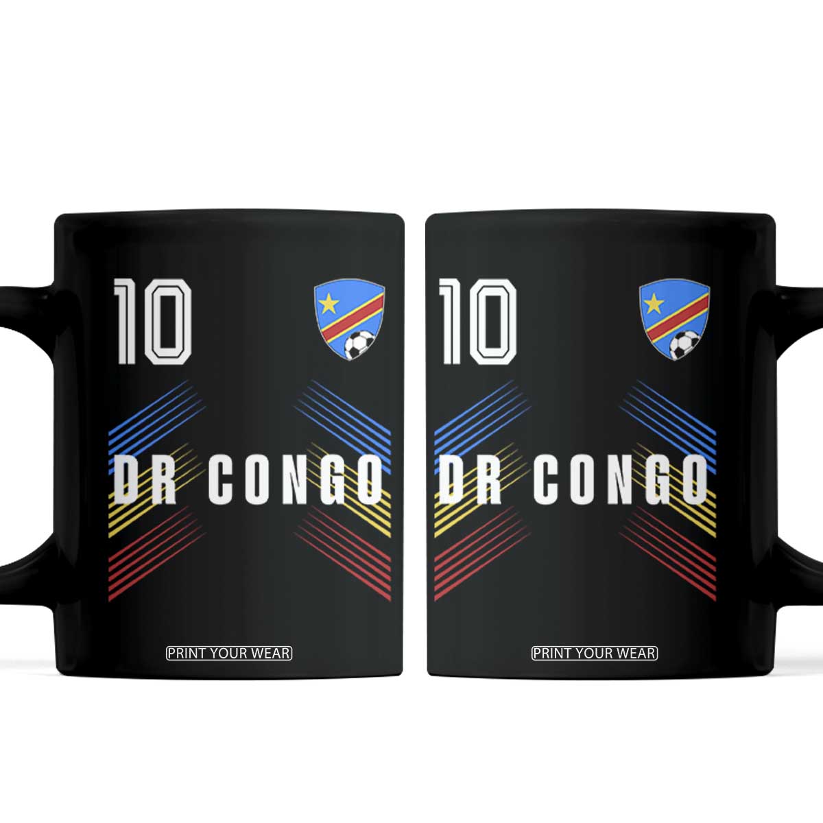 DR Congo Soccer Sports Graphic Number 10 Jersey Style Coffee Mug Proud Congolese Football Fans Game Day Pride TS02 Black Print Your Wear