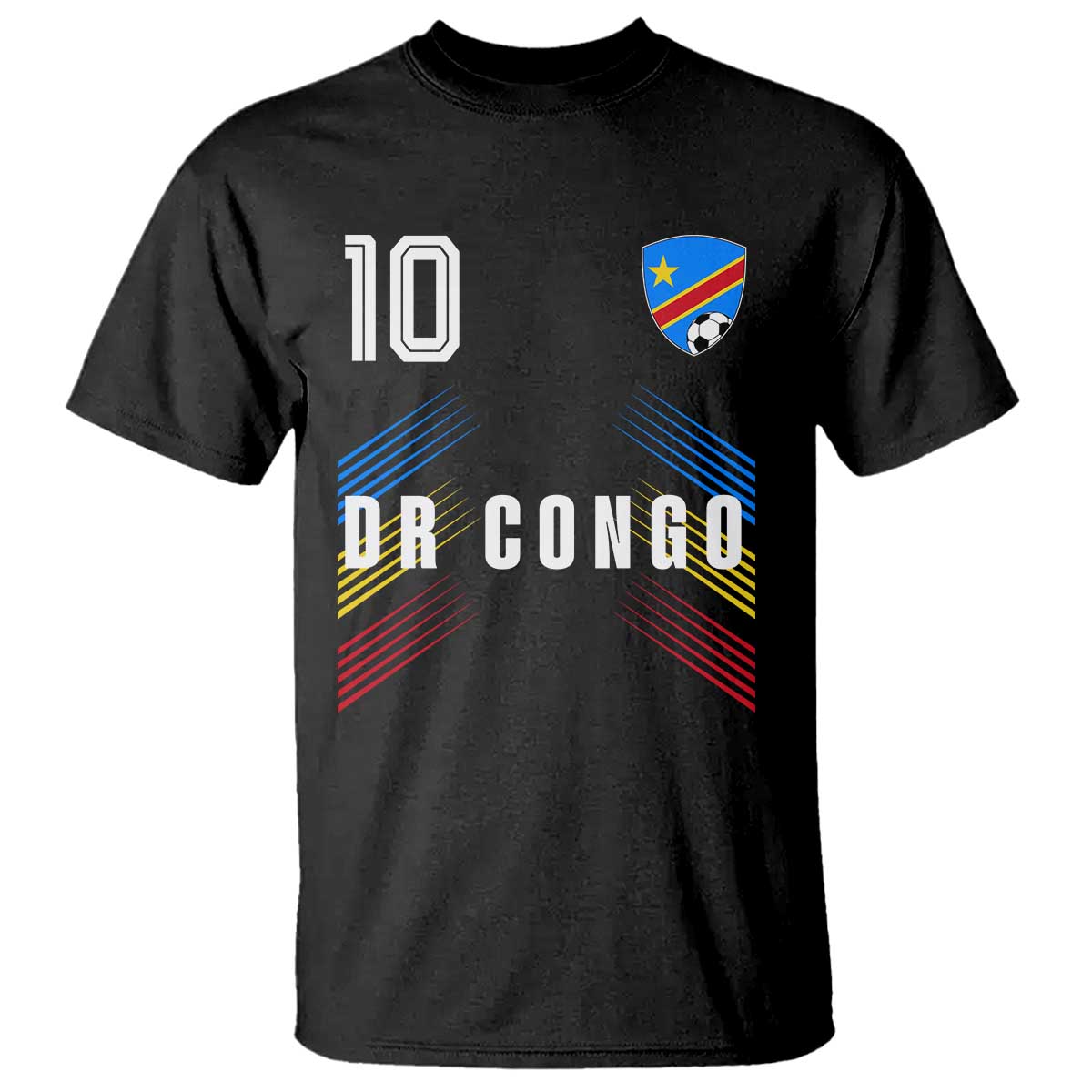 DR Congo Soccer Sports Graphic Number 10 Jersey Style T Shirt Proud Congolese Football Fans Game Day Pride TS02 Black Print Your Wear