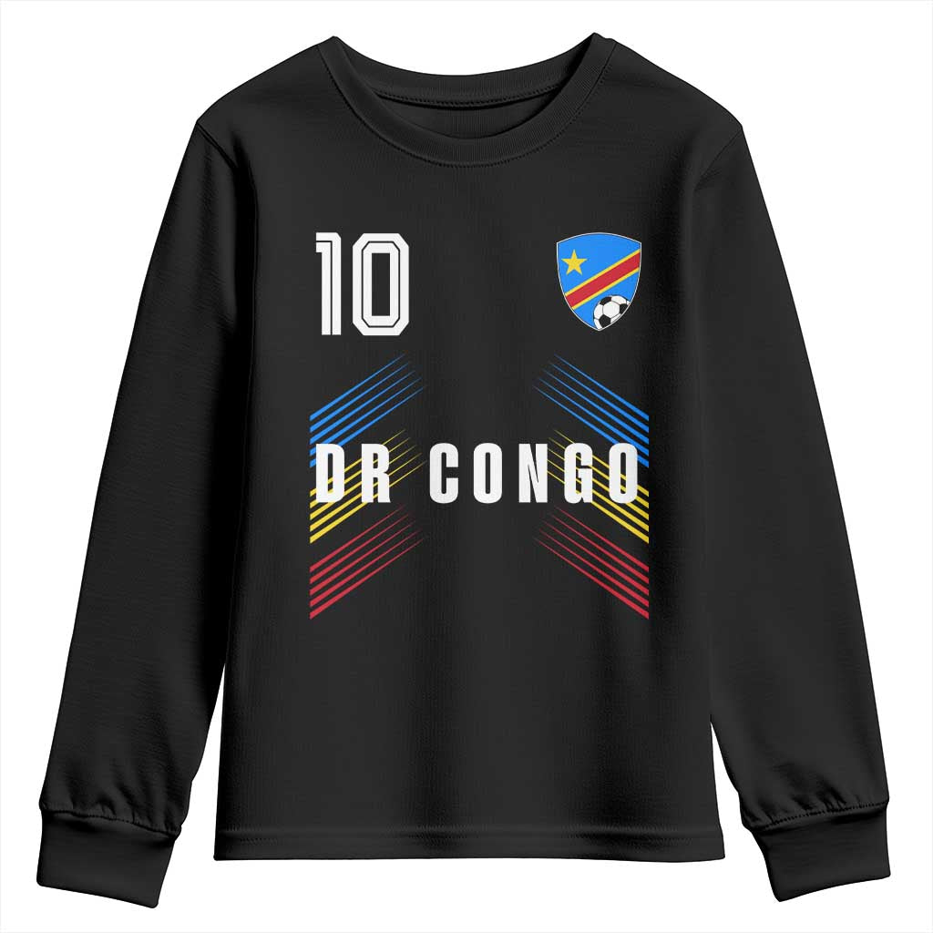 DR Congo Soccer Sports Graphic Number 10 Jersey Style Youth Sweatshirt Proud Congolese Football Fans Game Day Pride TS02 Black Print Your Wear