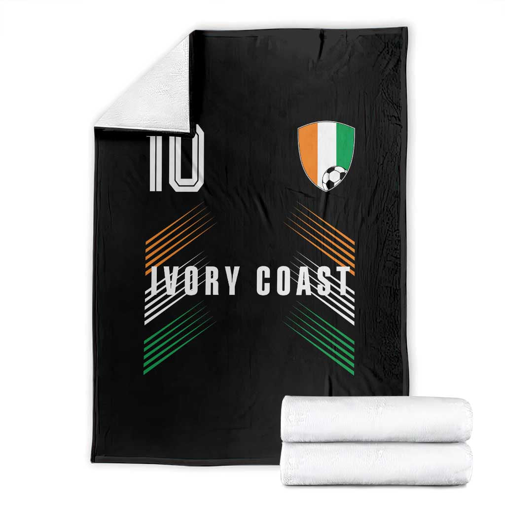 Ivory Coast Soccer Sports Graphic Number 10 Jersey Style Throw Blanket Proud Ivorian Cote d'Ivoire Football Fans Game Day Pride TS02 Black Print Your Wear