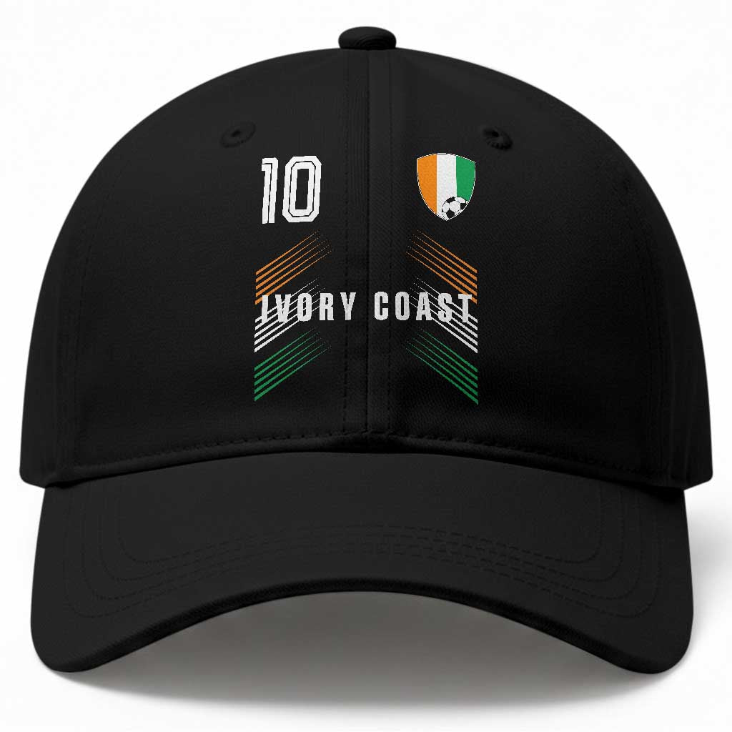 Ivory Coast Soccer Sports Graphic Number 10 Jersey Style Baseball Cap Proud Ivorian Cote d'Ivoire Football Fans Game Day Pride TS02 Print Your Wear