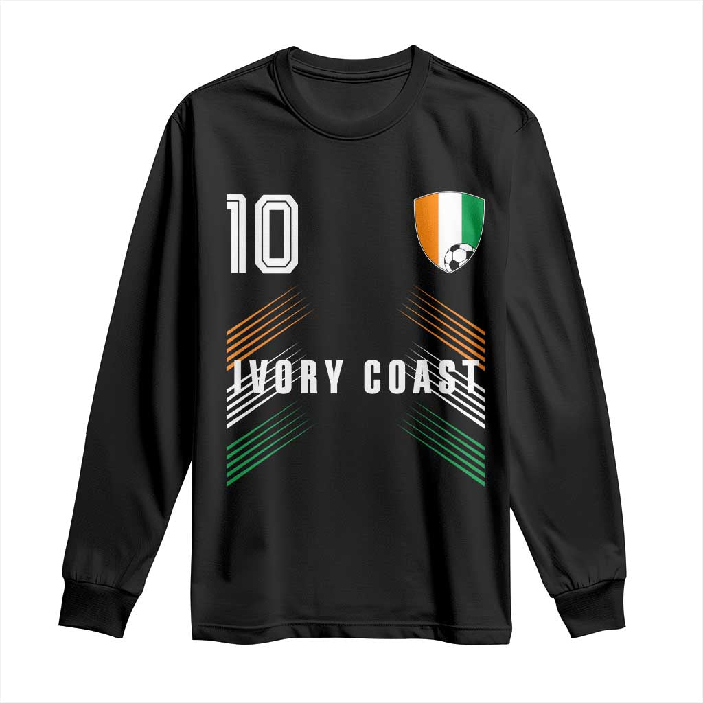 Ivory Coast Soccer Sports Graphic Number 10 Jersey Style Long Sleeve Shirt Proud Ivorian Cote d'Ivoire Football Fans Game Day Pride TS02 Black Print Your Wear