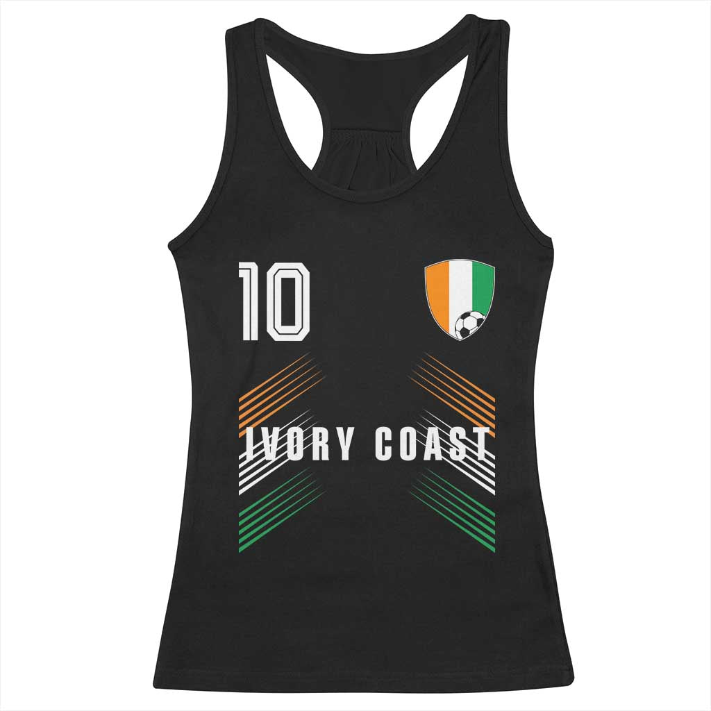 Ivory Coast Soccer Sports Graphic Number 10 Jersey Style Racerback Tank Top Proud Ivorian Cote d'Ivoire Football Fans Game Day Pride TS02 Black Print Your Wear