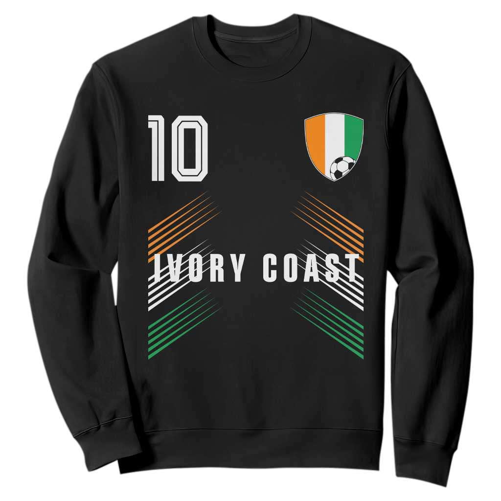 Ivory Coast Soccer Sports Graphic Number 10 Jersey Style Sweatshirt Proud Ivorian Cote d'Ivoire Football Fans Game Day Pride TS02 Black Print Your Wear