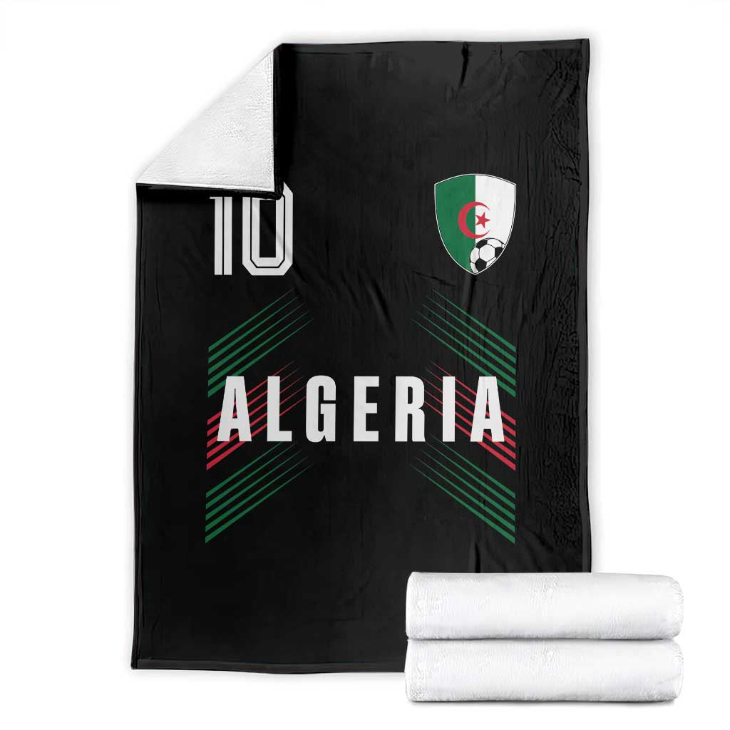 Algeria Soccer Sports Graphic Number 10 Jersey Style Throw Blanket Proud Algerian Football Fans Game Day Maghreb Pride TS02 Black Print Your Wear