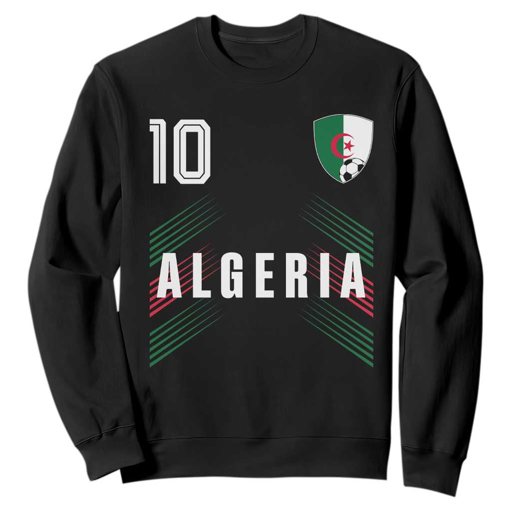 Algeria Soccer Sports Graphic Number 10 Jersey Style Sweatshirt Proud Algerian Football Fans Game Day Maghreb Pride TS02 Black Print Your Wear