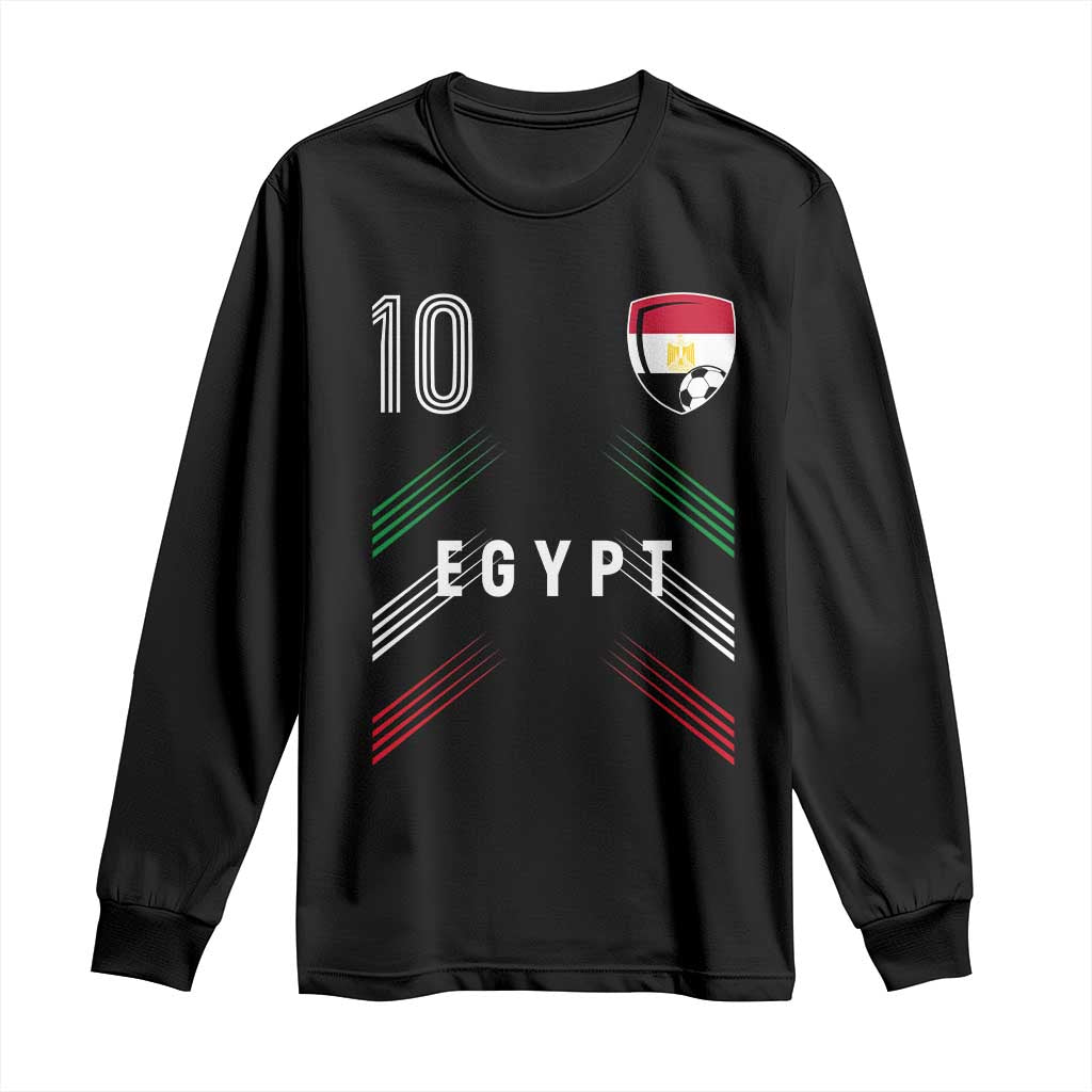 Egypt Soccer Sports Graphic Number 10 Jersey Style Long Sleeve Shirt Proud Egyptian Football Fans Game Day Pride TS02 Black Print Your Wear