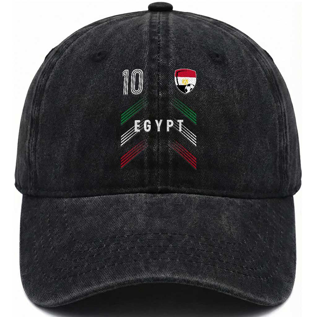 Egypt Soccer Sports Graphic Number 10 Jersey Style Washed Cotton Baseball Cap Proud Egyptian Football Fans Game Day Pride TS02 Print Your Wear
