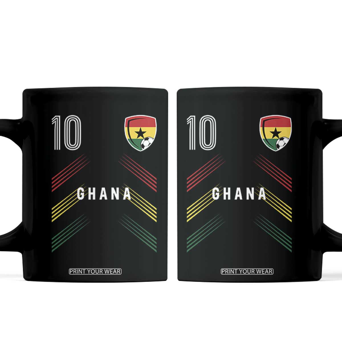 Ghana Soccer Sports Graphic Number 10 Jersey Style Coffee Mug Proud Ghanaian Football Fans Game Day Pride TS02 Black Print Your Wear
