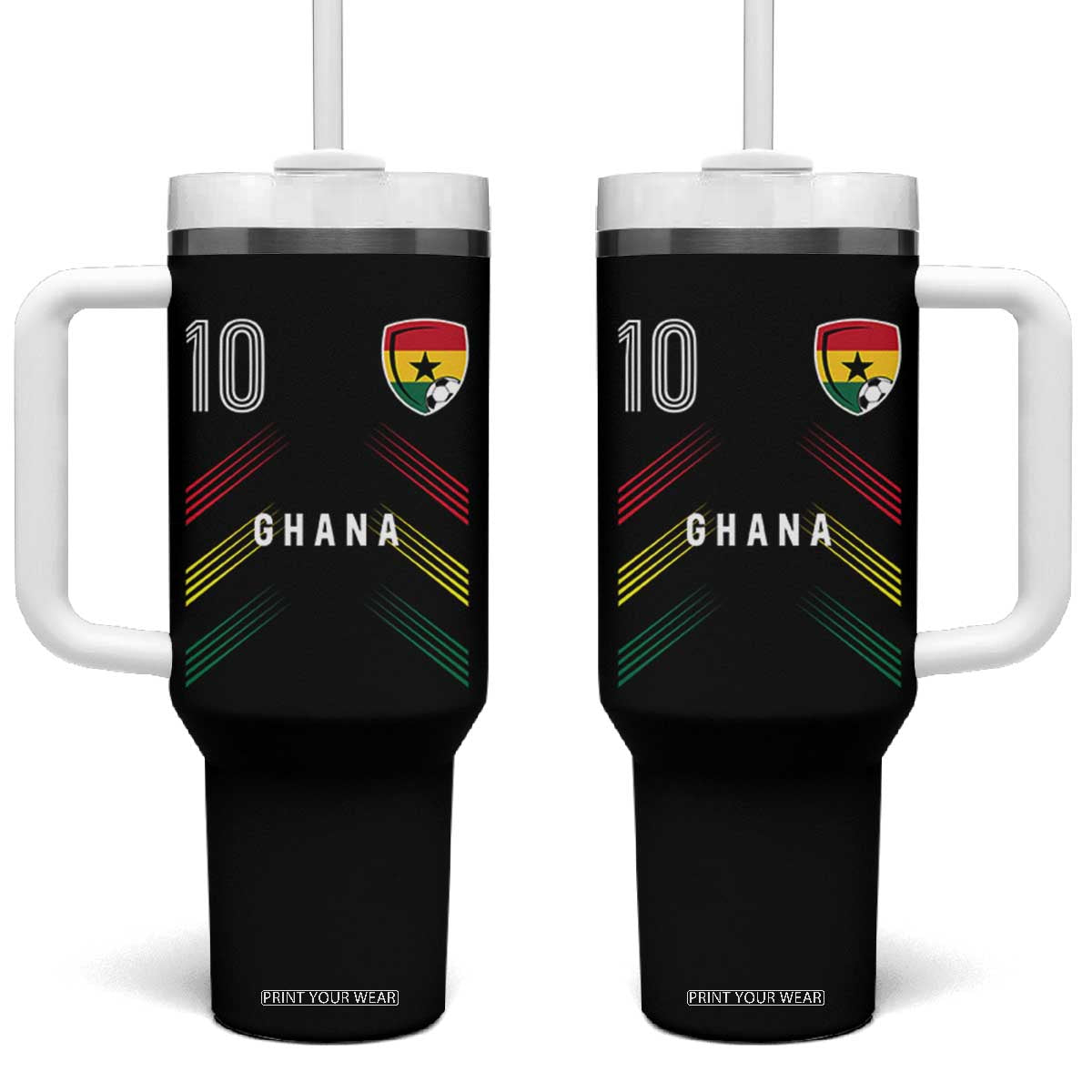 Ghana Soccer Sports Graphic Number 10 Jersey Style Tumbler With Handle Proud Ghanaian Football Fans Game Day Pride TS02 One Size: 40 oz Black Print Your Wear