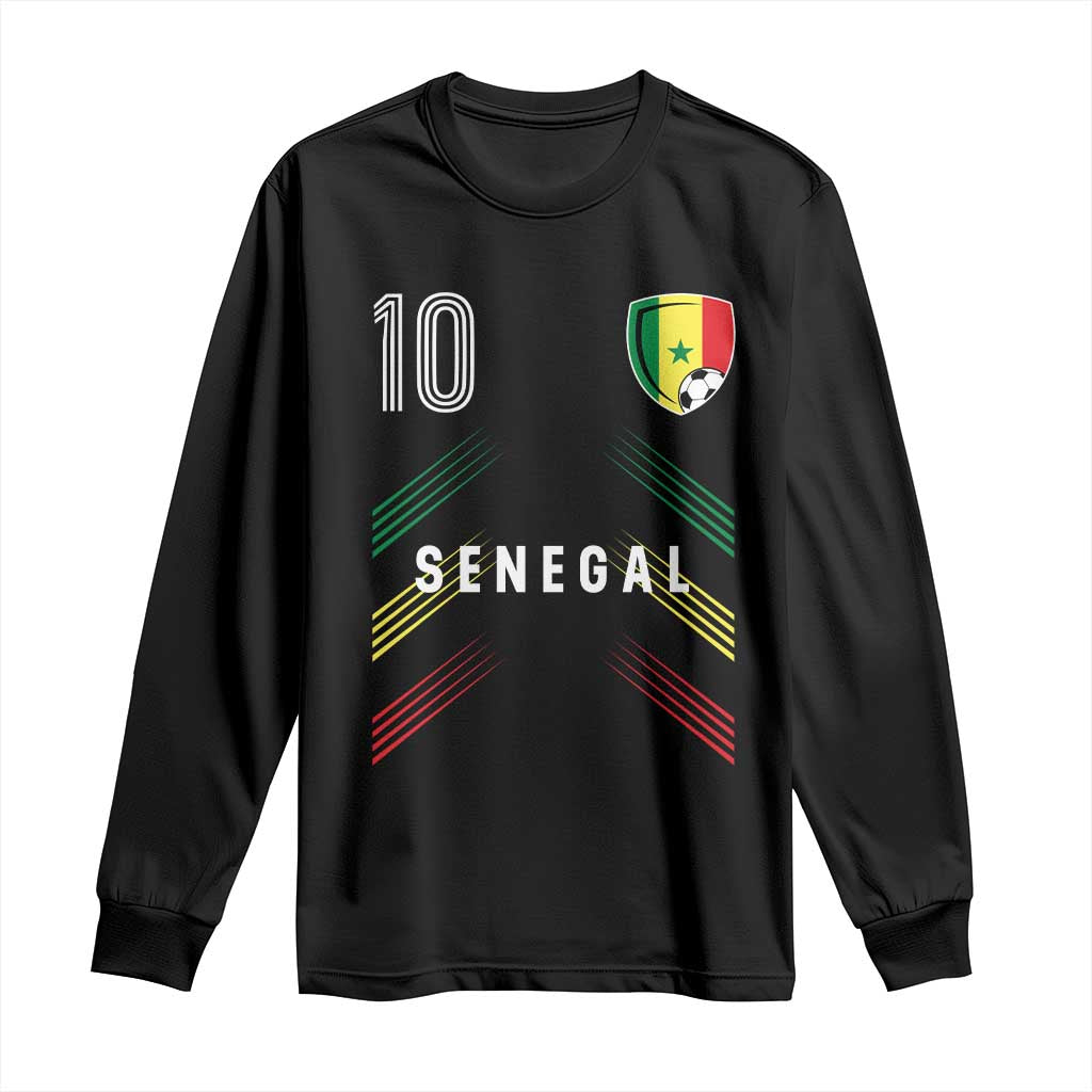 Senegal Soccer Sports Graphic Number 10 Jersey Style Long Sleeve Shirt Proud Senegalese Football Fans Game Day Pride TS02 Black Print Your Wear