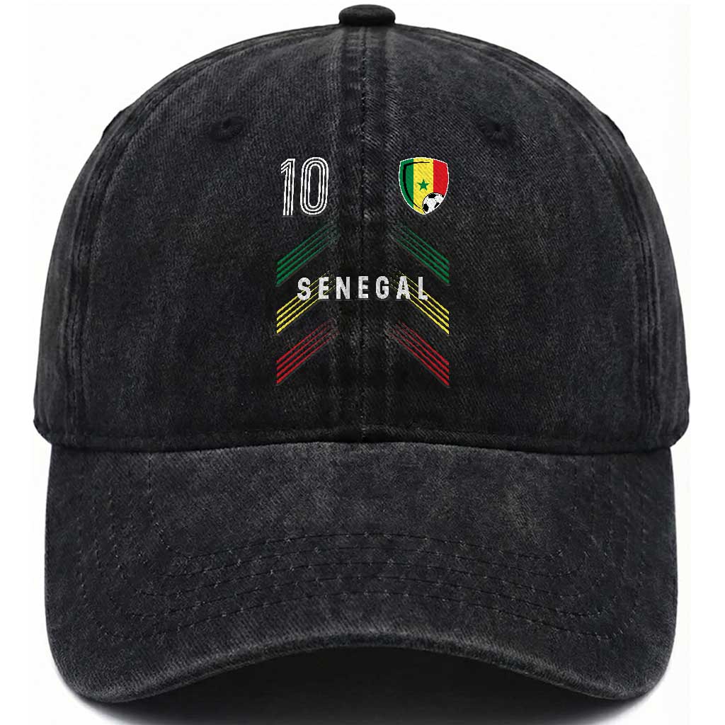 Senegal Soccer Sports Graphic Number 10 Jersey Style Washed Cotton Baseball Cap Proud Senegalese Football Fans Game Day Pride TS02 Print Your Wear
