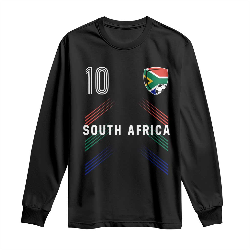 South Africa Soccer Sports Graphic Number 10 Jersey Style Long Sleeve Shirt Proud South African Football Fans Game Day Pride TS02 Black Print Your Wear