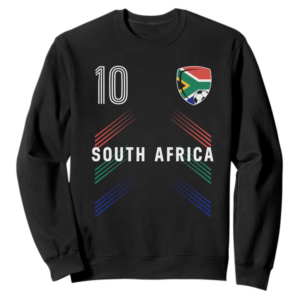 South Africa Soccer Sports Graphic Number 10 Jersey Style Sweatshirt Proud South African Football Fans Game Day Pride TS02 Black Print Your Wear