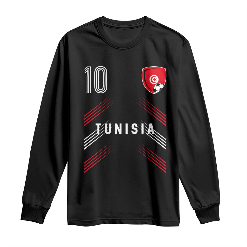 Tunisia Soccer Sports Graphic Number 10 Jersey Style Long Sleeve Shirt Proud Tunisian Football Fans Game Day Maghreb Pride TS02 Black Print Your Wear