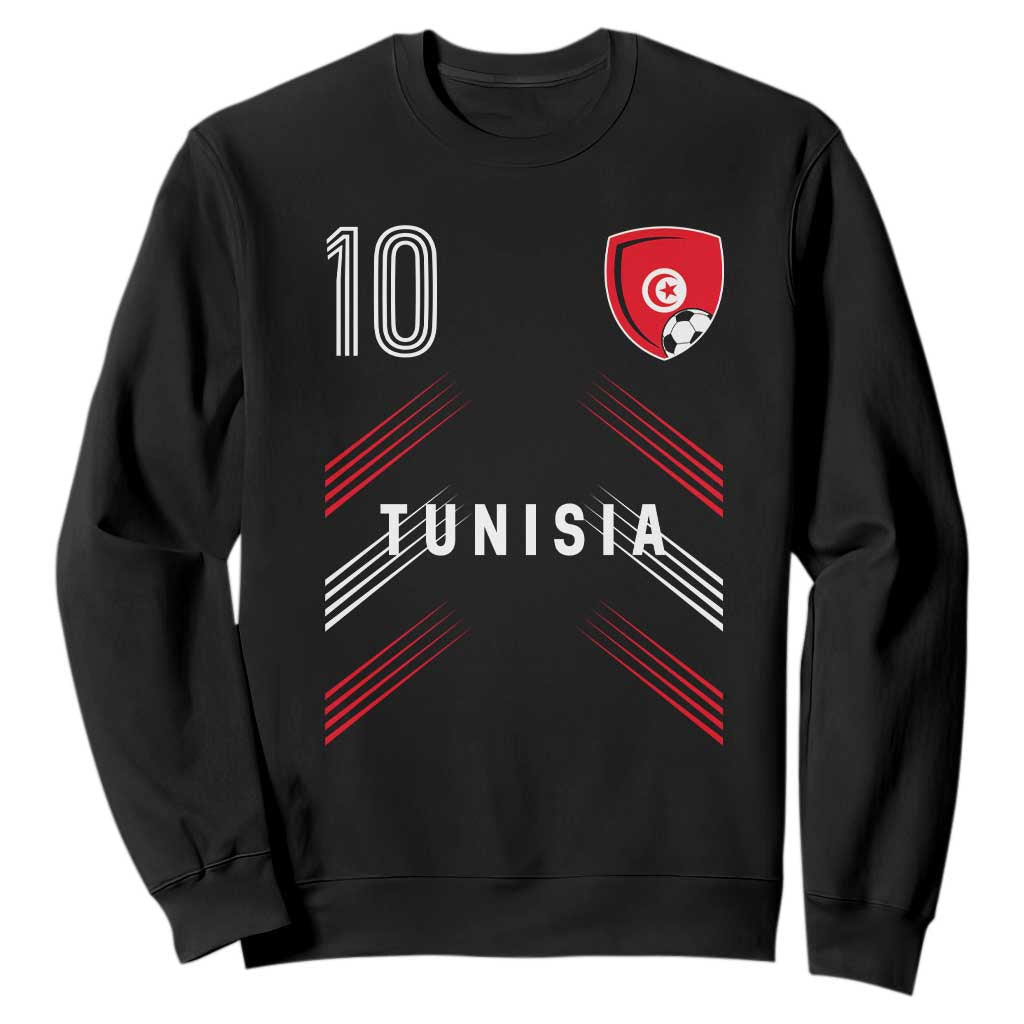 Tunisia Soccer Sports Graphic Number 10 Jersey Style Sweatshirt Proud Tunisian Football Fans Game Day Maghreb Pride TS02 Black Print Your Wear