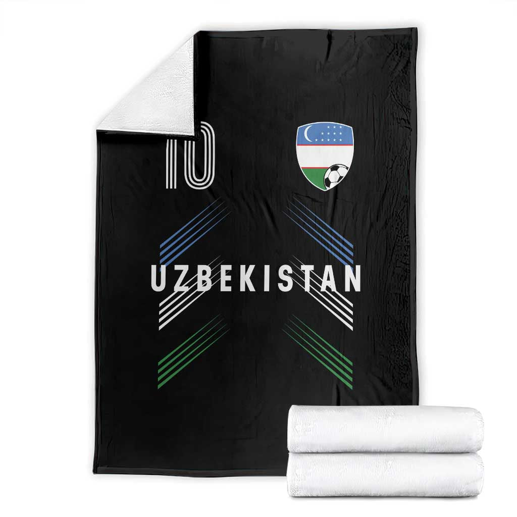Uzbekistan Soccer Sports Graphic Number 10 Jersey Style Throw Blanket Proud Uzbek Football Fans Game Day Pride TS02 Black Print Your Wear