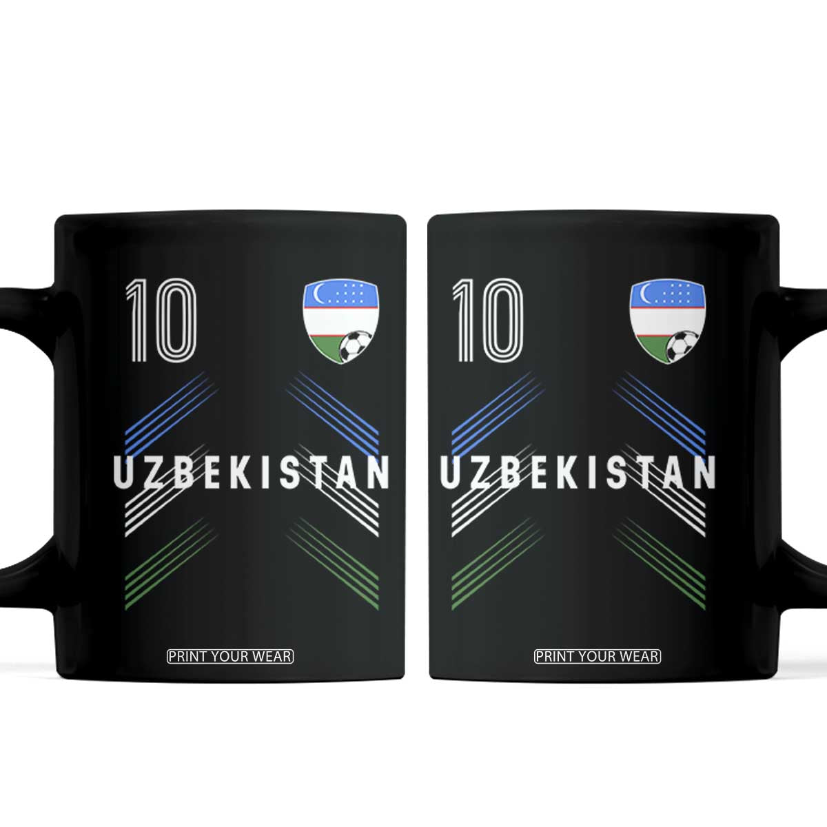 Uzbekistan Soccer Sports Graphic Number 10 Jersey Style Coffee Mug Proud Uzbek Football Fans Game Day Pride TS02 Black Print Your Wear